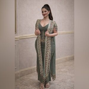 Elegant Green Embellished Dress